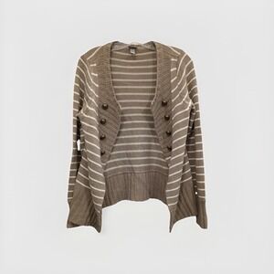 Vanity Taupe White Wrap Acrylic Long Sleeve‎ Sweater Casual Fall Sz L